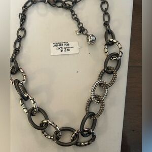 Brighton Pebble Pave necklace and earrings in Gunmetal